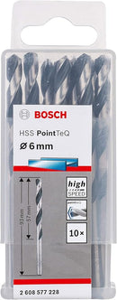 Bosch DIN 338 HSS PointTeQ Metal Drill Bits 6 x 57 x 93 mm (10pcs) (2608577228)