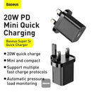 Baseus TZCCSUP-K01 fast wall charger 20W Super Si 1C USB Type C UK + USB Type C