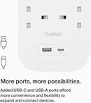 Belkin SRB002ar2M 6-Outlet Surge Protector Power Strip,18W, USB A + C