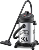 Black & Decker WV1450-B5 Vacuum Cleaner, 1610W 30L Wet and Dry Stainless Steel