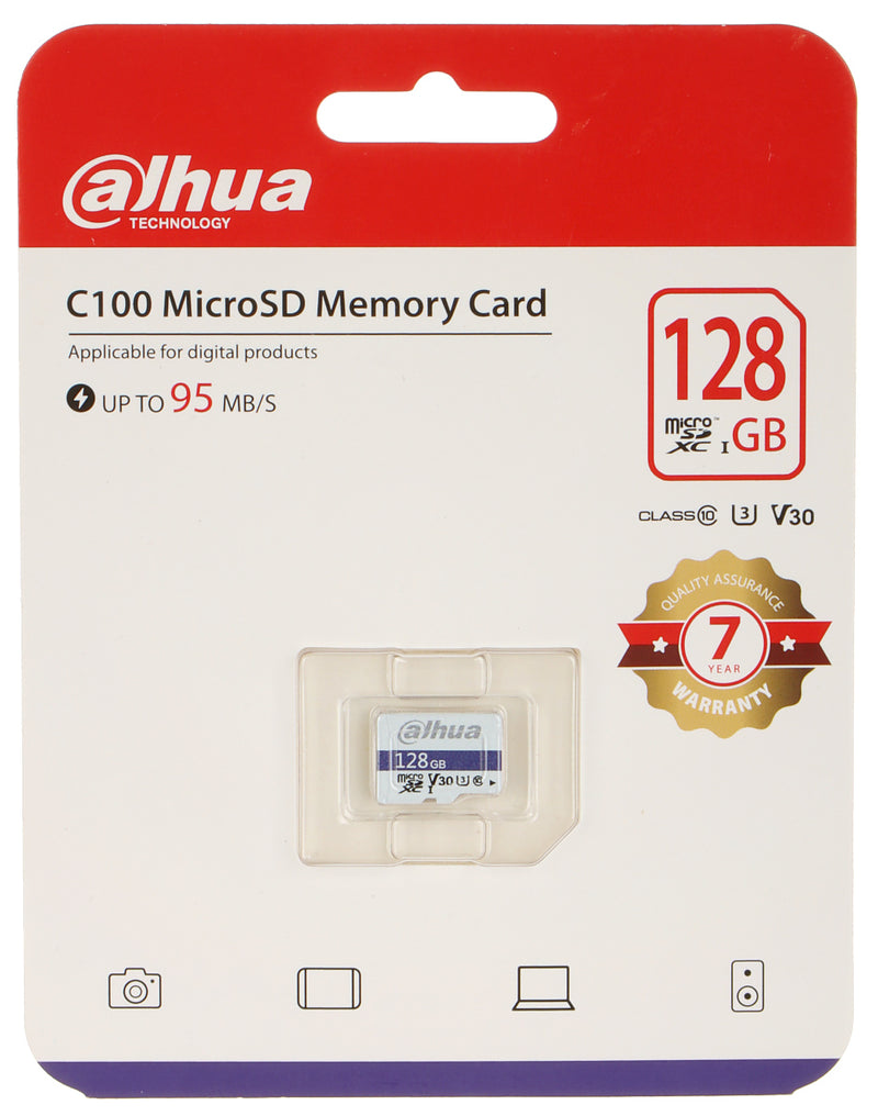 Dahua 128GB C10/U3/V30 MicroSD Memory Card - DHI-TF-C100/128GB