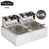 Nunix Macro DF6S 6L+6L Double Deep Fryer - Dual Basket Commercial Deep Fryer with Independent Temperature Control, Fast Heating, 12L Capacity & Durable Stainless Steel Design