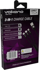 Volkano VK-20111-BK Weave Series Fabric Braided 3 In 1 Type-C/Lightning/Micro Cable