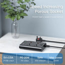 YESIDO MC11 2650W Power Strip 4 UK Sockets + PD + 2 USB Ports Multifunction Power Socket
