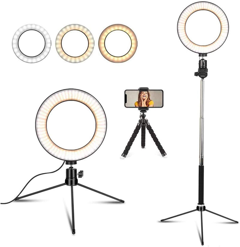10” LED Dimmable Selfie Ring Light with Tripod Stand & Cell Phone Holder