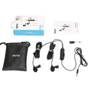 BOYA BY-M1DM Dual Lavalier Universal Microphone with a Single 1/8 Stereo Connector for Smartphones DSLR Camears Camcorders