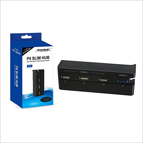 DOBE Slim PS4 USB Hub 4 Port Expansion (USB 3.0 x1 + USB 2.0 x3) for Sony PlayStation 4 Slim Console