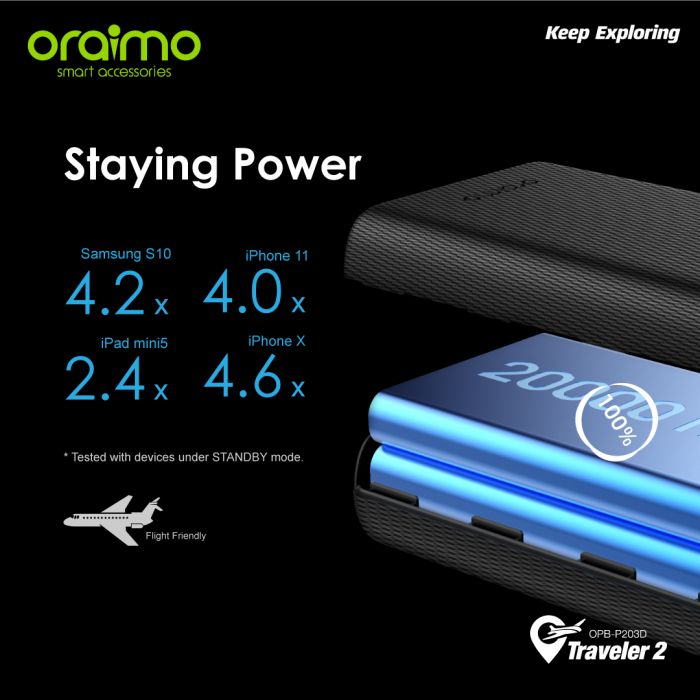 Oraimo Traveler-2 20000mAh 2.1A Fast Charging Portable Power Bank