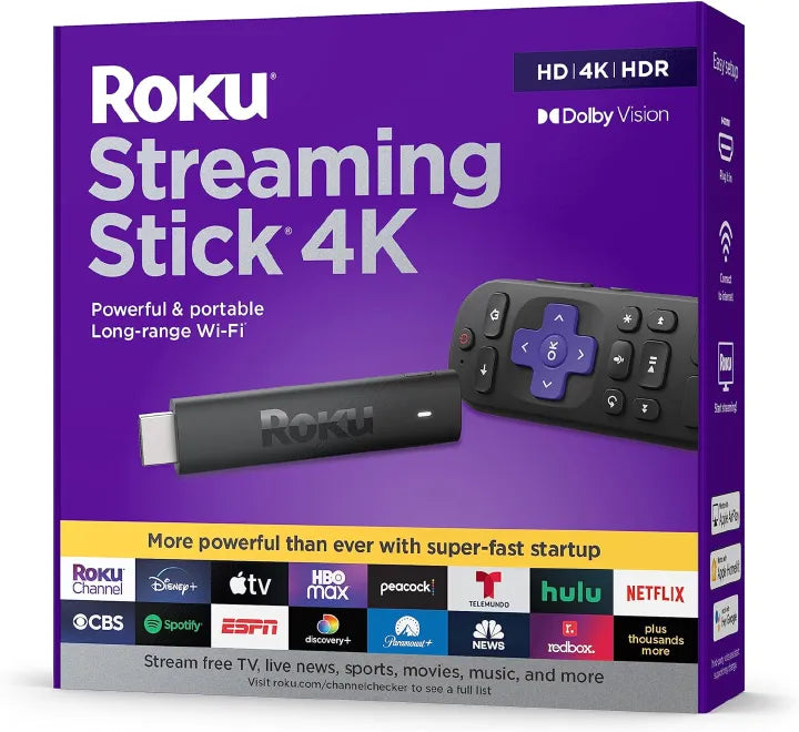 Roku Streaming Stick 4K – CNN’s Best Streaming Device 2025 | 4K HDR, Dolby Vision, Voice Remote