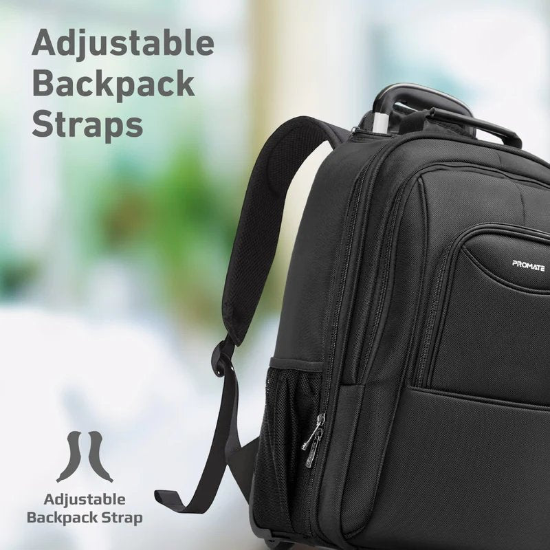 Promate 16 Inch SecureStorage Trolley bag for Laptop with Multiple Large Compartments (Mogul-TR)