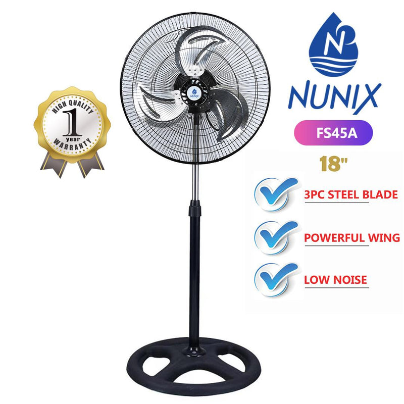 Nunix FS45A 18-Inch Free-Standing Fan with Steel Blade