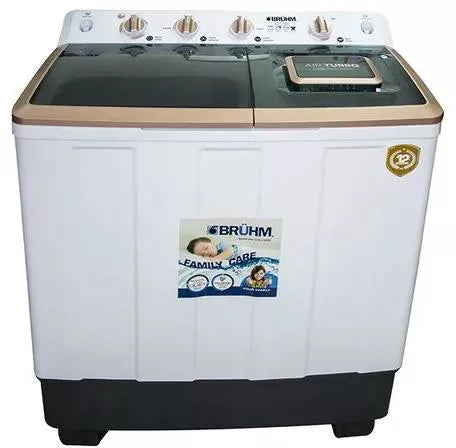 Bruhm BWT-080T 8kg Super Quite Twin Tub Washing Machine - 8KG Washing Capacity, Twin Tub, Top Loading, Semi-Automatic