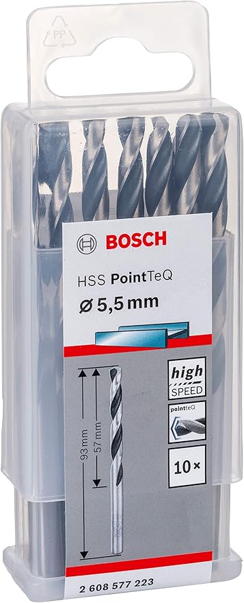 Bosch DIN 338 HSS PointTeQ Metal Drill Bits 5,5 x 57 x 93 mm (10pcs) (2608577223)