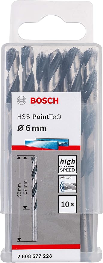 Bosch DIN 338 HSS PointTeQ Metal Drill Bits 6 x 57 x 93 mm (10pcs) (2608577228)