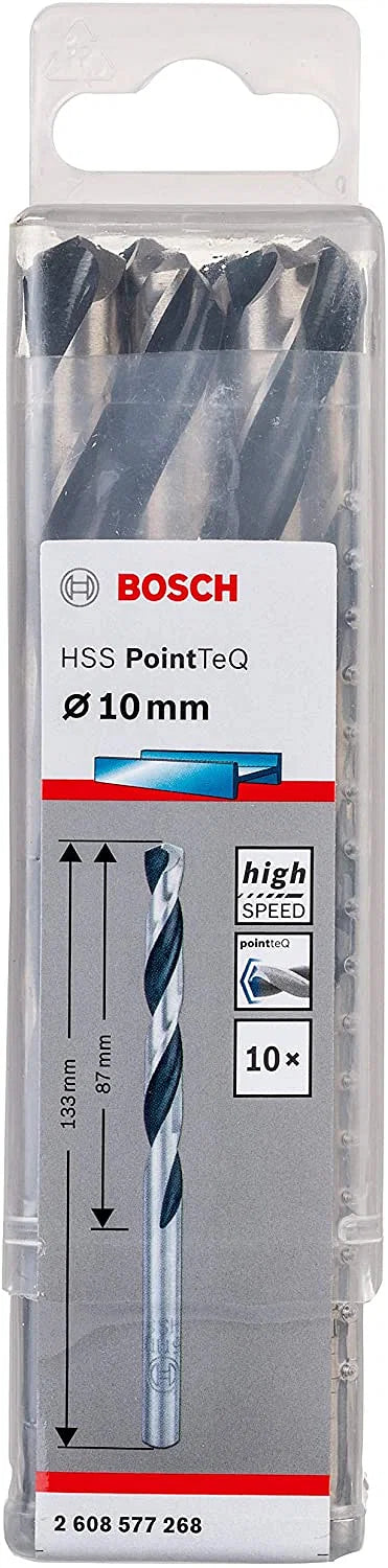 Bosch DIN 338 HSS PointTeQ Metal Drill Bits 10 x 87 x 133 mm (10pcs) (2608577268)