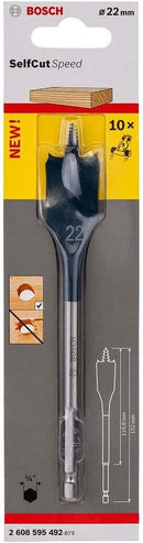 Bosch 2608595492 Self Cut Speed Spade Flat Wood Drill Bit Hexagon (22 x 152 mm )