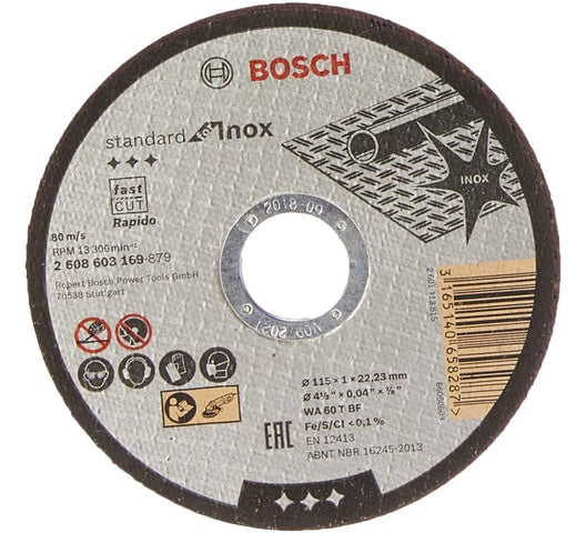 Bosch Standard for INOX Metal straight cutting disc, 115 mm, 22.23 mm, 1,0 mm (2608619383*)