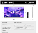 Samsung 75U8000FU 75-Inch Crystal UHD 4K Smart TV - Endless Free Content, Crystal Processor 4K, MetalStream Design, 2025 Model