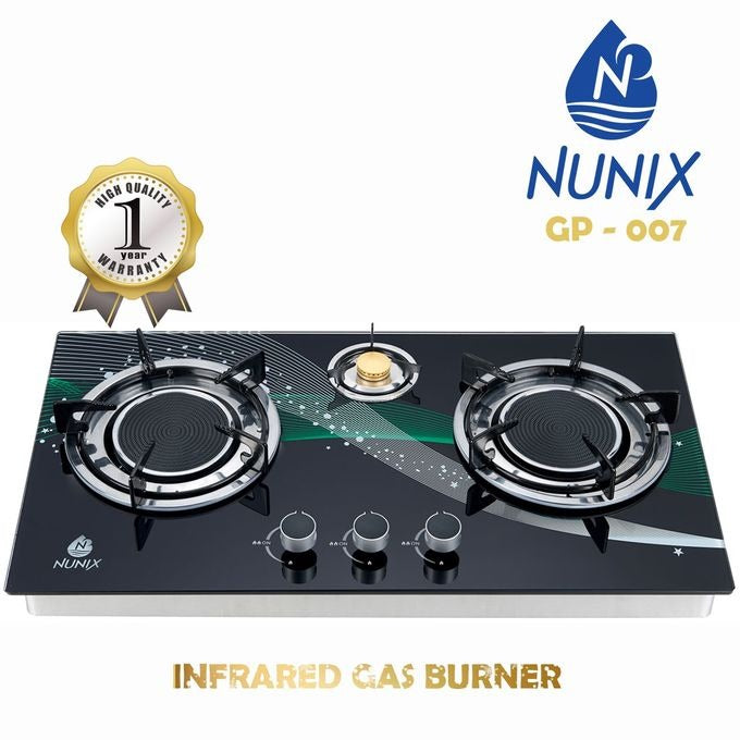 Nunix GP007 Infrared 3-Burner Table top Gas Cooker