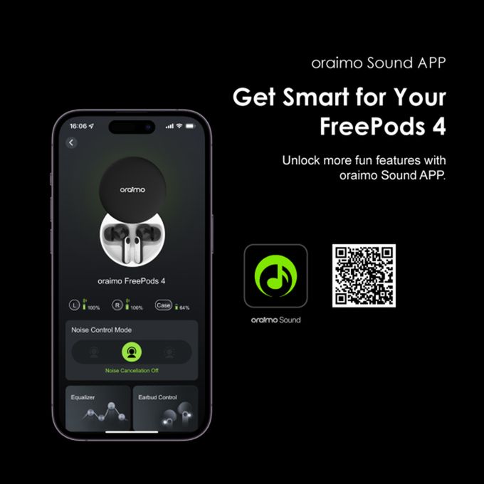 Oraimo FreePods 4 Earpods- ANC Noise Cancellation, Havy Bass, 35.5-Hr Long Playtime, True Wireless Earbuds With APP Control