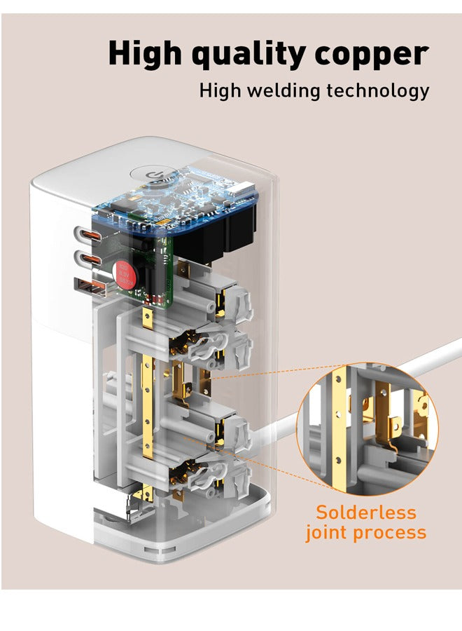 Light Wave LW-EXT-43U-3P Power Extension Tower: 4-Way Socket with 3 USB Fast Charging Ports, 70W Super Fast Charging, and Surge Protection