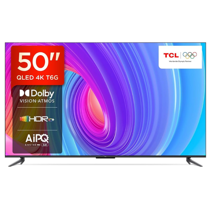 TCL 50" T6C 4K QLED Google TV – Dolby Atmos, 120 Hz VRR & AiPQ 
