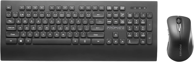 Promate Lightweight Wireless Ergonomic Keyboard & Mouse Combo (PROCOMBO-7) - Ergonomic 5-Button Sculpted Mouse