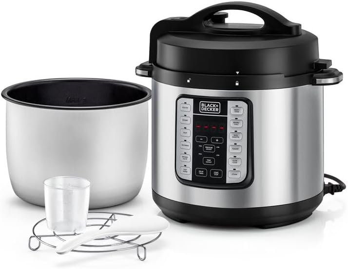 Black & Decker PCP1000-B5 6L Pressure Cooker, Stainless Steel – 1000W