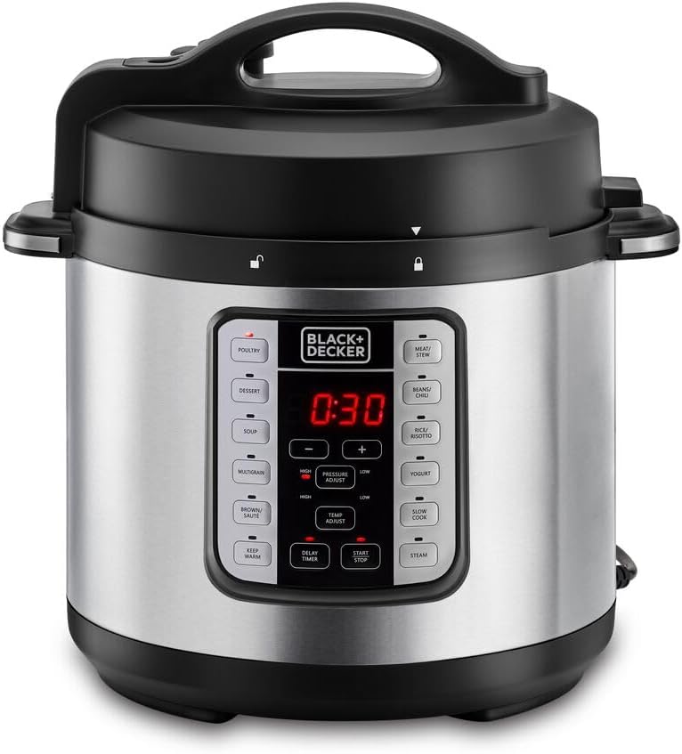 Black & Decker PCP1000-B5 6L Pressure Cooker, Stainless Steel – 1000W