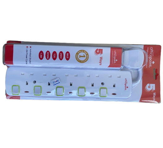 Officepoint 5 way Extension Socket with 2 USB Charging Ports