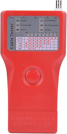 5-in-1 Multi Functional Cable Tester for on Off Status, Short Circuit, Open Circuit (RJ45 + RJ11 + USB + 1394 + BNC)