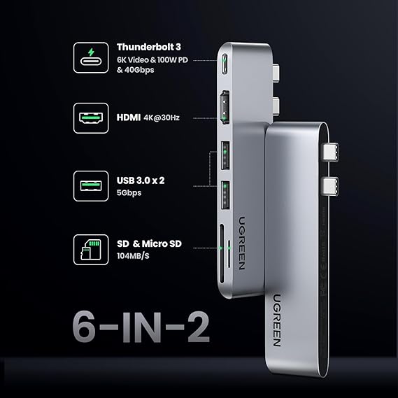 Ugreen 6-in-2 USB-C Multifunction Adapter - CM380