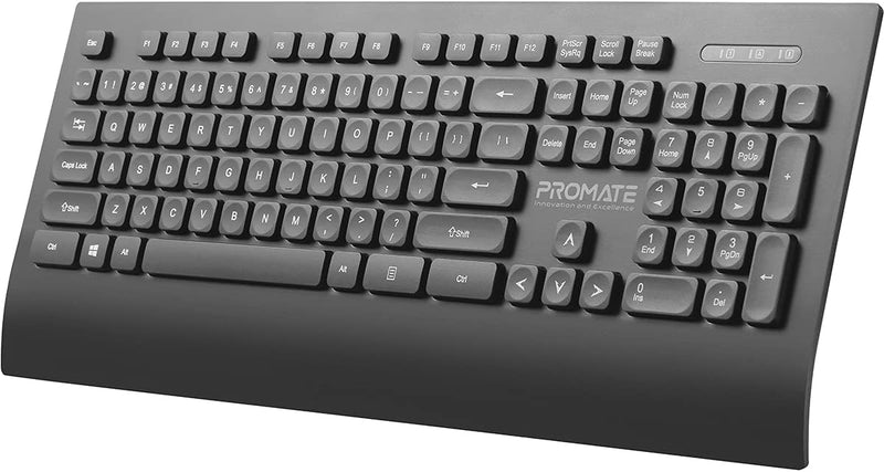 Promate Lightweight Wireless Ergonomic Keyboard & Mouse Combo (PROCOMBO-7) - Ergonomic 5-Button Sculpted Mouse