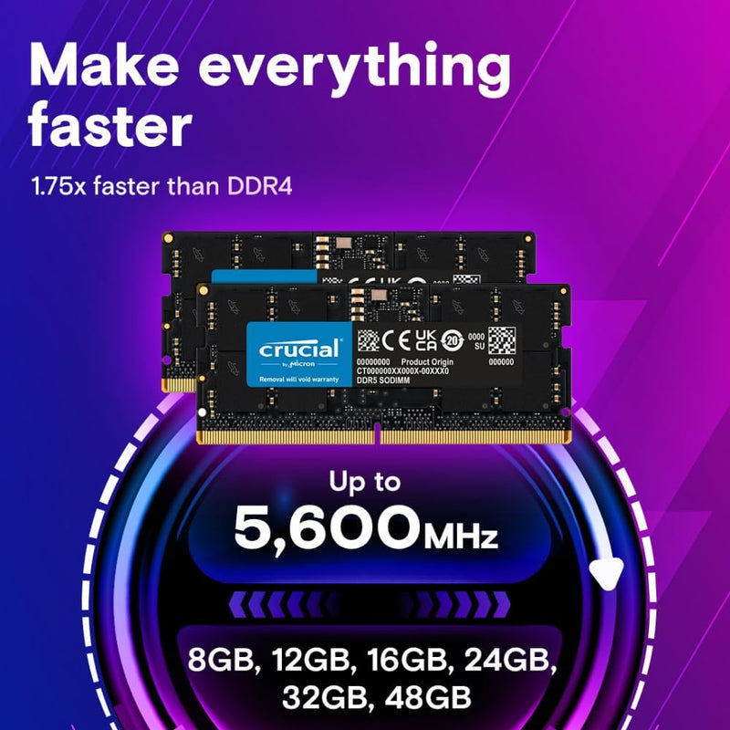 Crucial 16GB DDR5-4800MHz SODIMM Laptop RAM – CT16G48C40S5 High-Speed Memory Module
