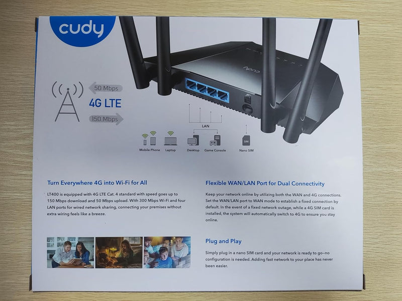 Cudy LT400 N300 4G LTE Wireless Wi-Fi Router