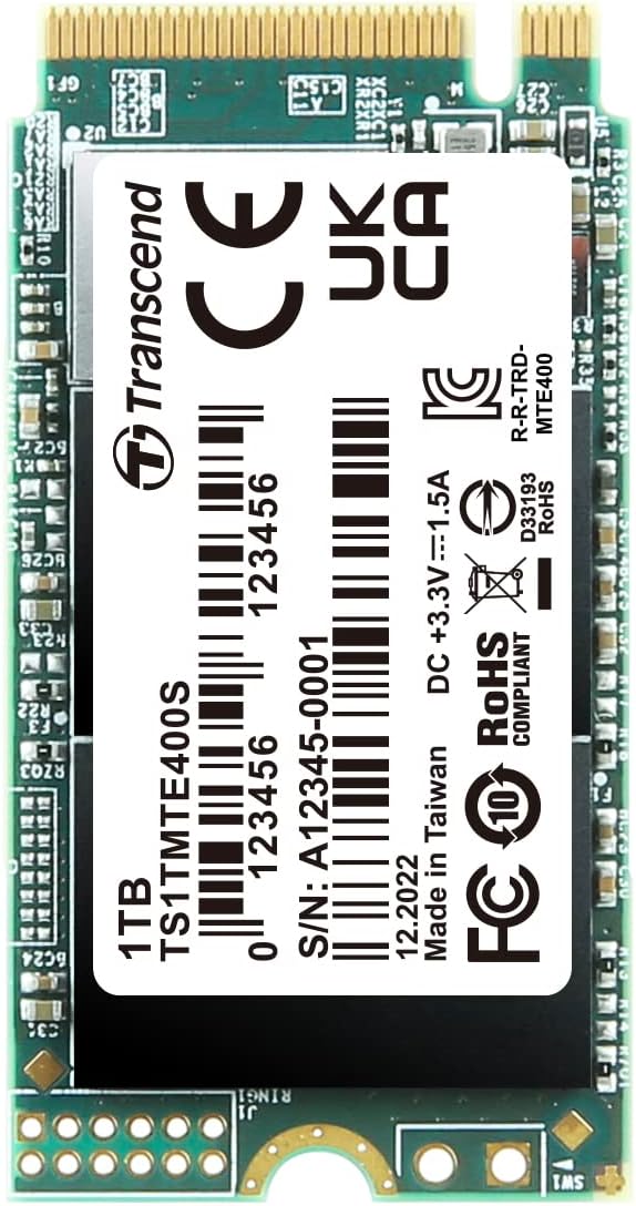 Transcend TS1TMTE400S 1TB, M.2 NVMe 2280,PCIe Gen3x4, M-Key, 3D TLC, DRAM-less SSD