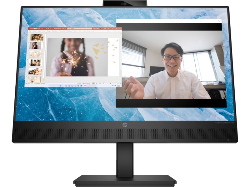HP M24M 23.8" FHD Conferencing Monitor - Connectivity: 1 SuperSpeed USB Type-C 5Gbps signaling rate, 1 HDMI 1.4, 1 DisplayPort 1.2, 1 3.5mm Audio Jack (Audio Out), 2 SuperSpeed USB Type-A 5Gbps signaling rate, Security Cable Slot (678U5AA)