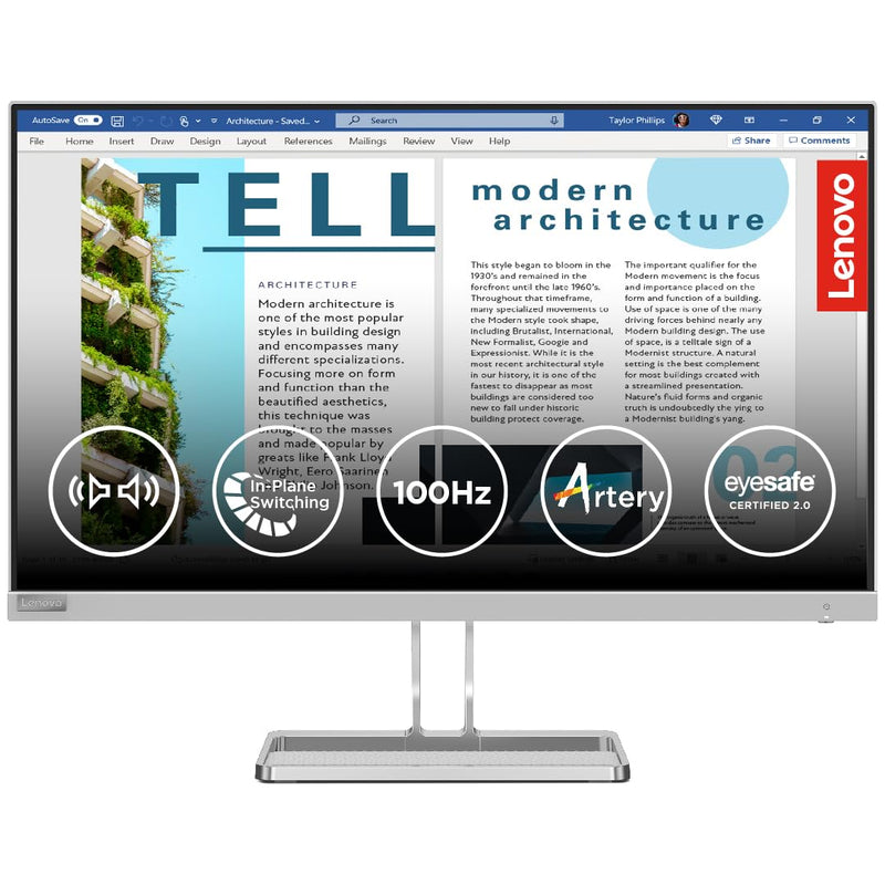 Lenovo L27i-40 FHD 27-Inch Computer Monitor - Connectivity: 1 VGA, 2 HDMI 1.4 (67ABKAC4AE)