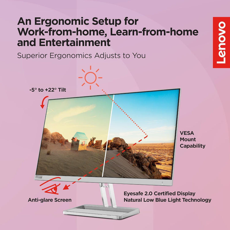 Lenovo L27i-40 FHD 27-Inch Computer Monitor - Connectivity: 1 VGA, 2 HDMI 1.4 (67ABKAC4AE)