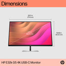 HP E32k G5 31.5" 4K USB-C Computer Monitor - Integrated Speakers, 1 SuperSpeed USB Type-C Slot, 1 HDMI 2.0, 1 DisplayPort 1.4, 3 SuperSpeed USB Type-A, 1 RJ-45, Security Cable Slot, Pivot Adjustable (6N4D6AS)