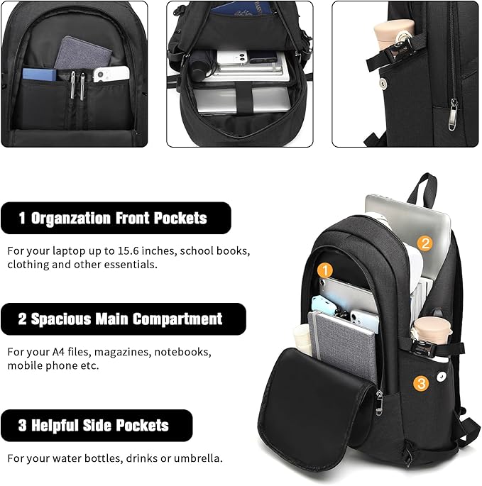 Anti-Theft Backpack Laptop Bag with USB Charging Port