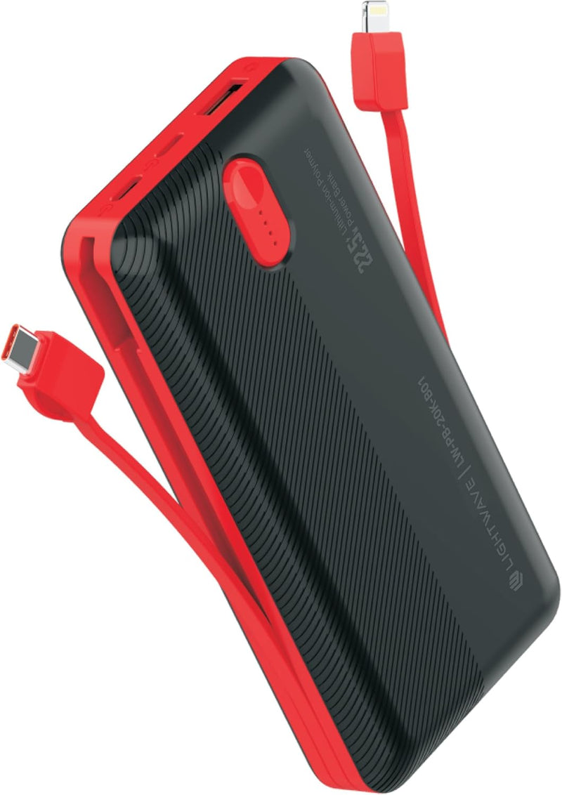 Lightwave 20000mAh Mobile  Power Bank - USB-C1, USB-C2, A1, A2 (LW-PB-20K-B01)