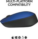 Logitech M171 Wireless Mouse - Blue - 910-004640 – 2.4GHz USB Nano Receiver, 12-Month Battery Life, Ambidextrous Design for Laptop & Desktop