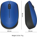 Logitech M171 Wireless Mouse - Blue - 910-004640 – 2.4GHz USB Nano Receiver, 12-Month Battery Life, Ambidextrous Design for Laptop & Desktop