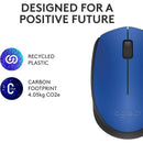 Logitech M171 Wireless Mouse - Blue - 910-004640 – 2.4GHz USB Nano Receiver, 12-Month Battery Life, Ambidextrous Design for Laptop & Desktop