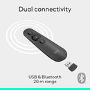 Logitech R500s Laser Presentation Remote, Graphite, 910-005843 – Wireless Presenter with Red Laser Pointer for Slideshows & Professional Presentations