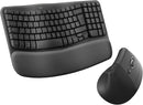 Logitech, Wave Keys and Lift Combo, Wireless & Bluetooth Keyboard and Mouse, Graphite, 920-013635 – Ergonomic Long-Range Typing & Precise Control for Home & Office