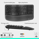 Logitech, Wave Keys and Lift Combo, Wireless & Bluetooth Keyboard and Mouse, Graphite, 920-013635 – Ergonomic Long-Range Typing & Precise Control for Home & Office