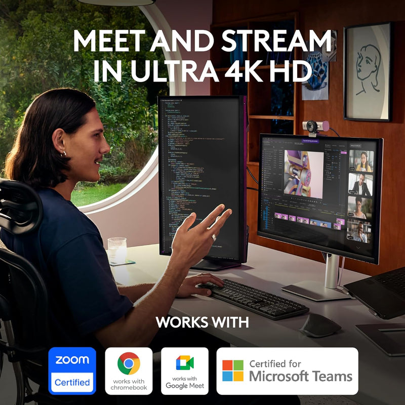 Logitech MX Brio Ultra HD 4K Streaming Webcam, 1080p at 60 FPS, USB-C, Webcam Cover With Free Adobe Creative Cloud Subscription (960-001559)