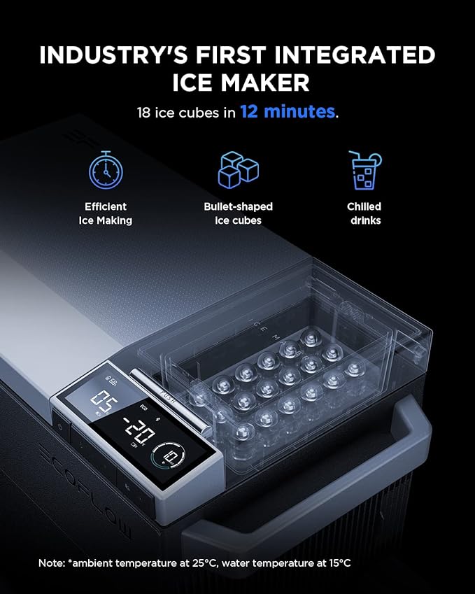 EcoFlow ZYDBX100-UK GLACIER 38L Mini Fridge Freezer with Ice Maker